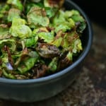 roasted brussel sprout chips in bowl