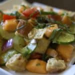 cantaloupe panzanella salad recipe / the domestic dietitian