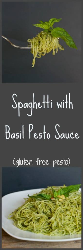 Spaghetti with Basil Pesto Sauce - gluten free pesto sauce recipe / The Domestic Dietitian