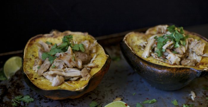 chicken carnitas with acorn squash