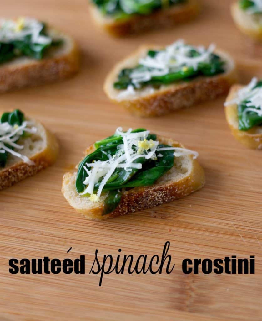 sautéed spinach crostini - the perfect appetizer, light & healthy but delicious