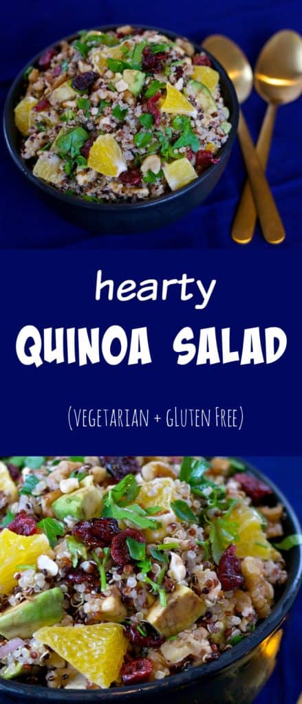 hearty quinoa salad, vegetarian and gluten free.