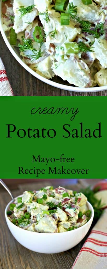 Healthier Creamy Potato Salad Recipe Makeover, mayo free / The Domestic Dietitian