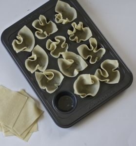 making baked wonton cups in muffin pan