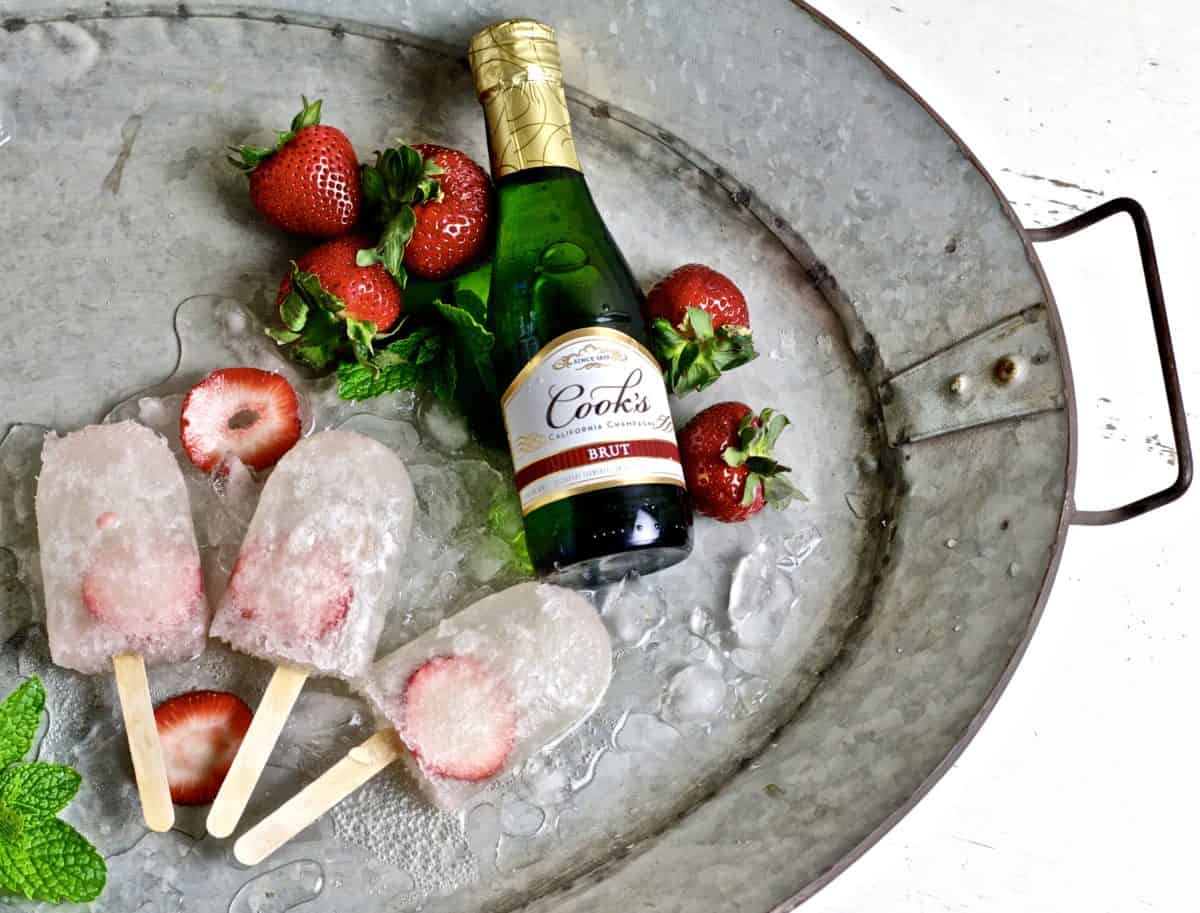 strawberry bellini prosecco popsicles