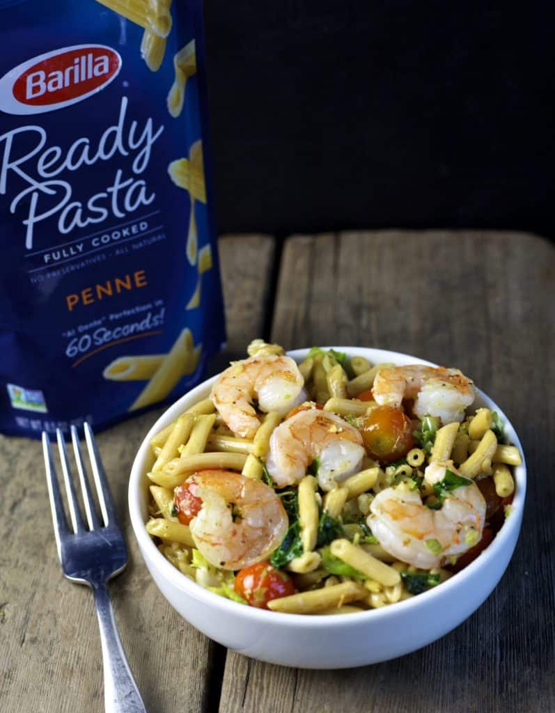 pasta with shrimp and sautéed vegetables2