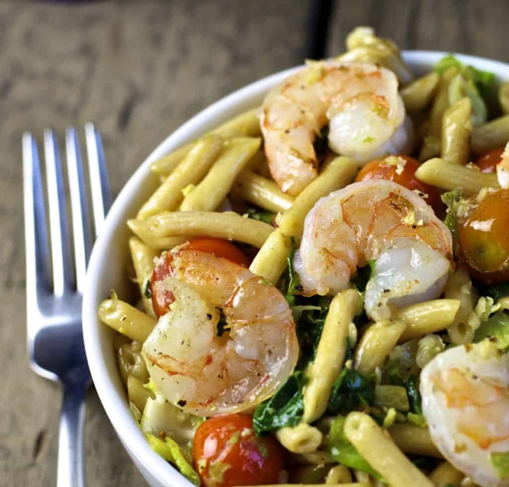 pasta with shrimp and sautéed vegetables3