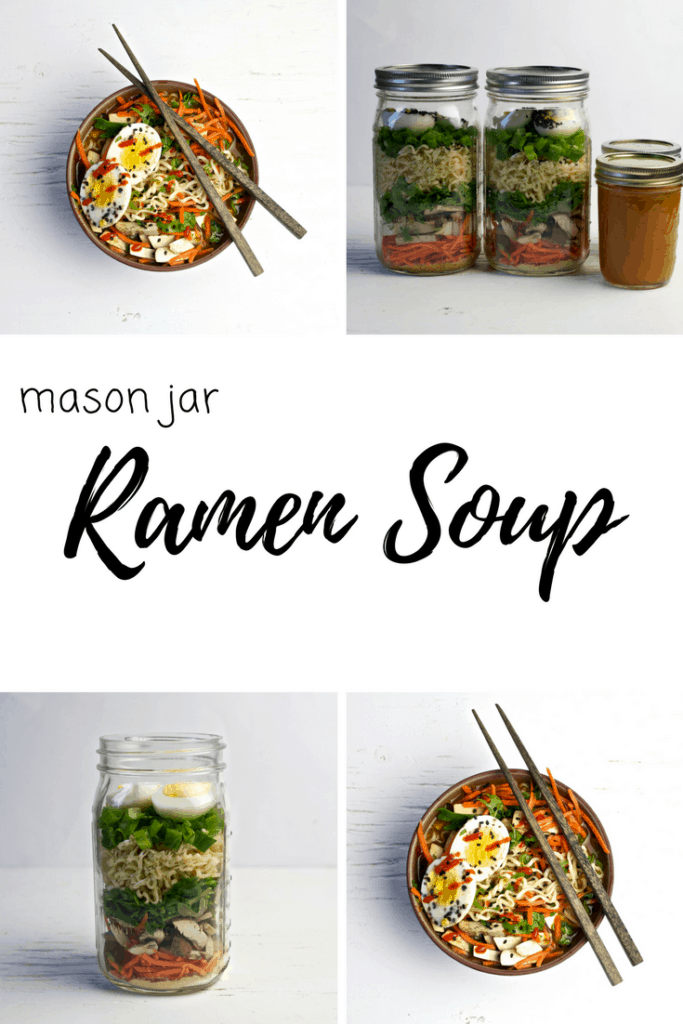 This Mason Jar Vegetarian Ramen Soup is the perfect meal on the go! Easy to meal prep and full of healthy vegetables and delicious flavors.