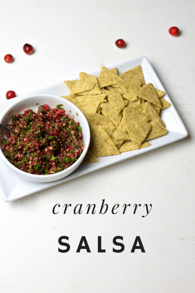 This Cranberry Salsa is the perfect easy, healthy thanksgiving appetizer or side dish recipe and takes less thank 10 minutes to make.