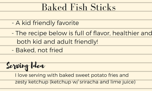 baked fish sticks recipe card