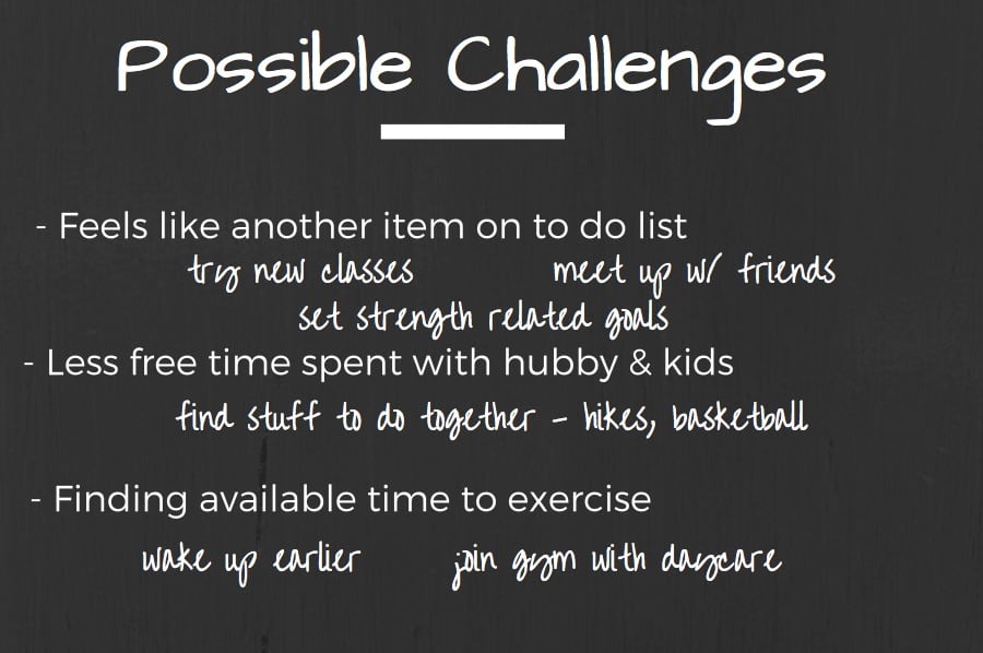 list of possible challenges to meeting fitness goals