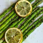 roasted asparagus with lemon slices