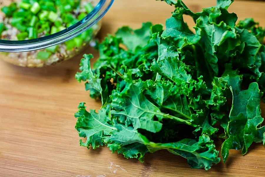 kale leaves for fresh herb salad