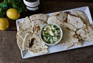 baba ghanoush with grilled flatbread