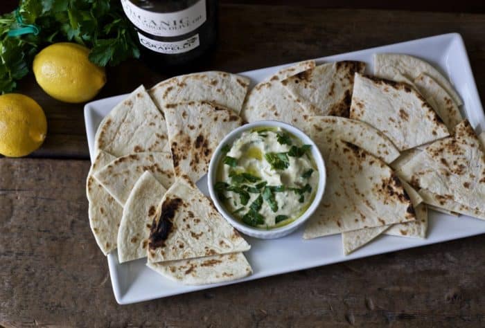 baba ghanoush with grilled flatbread