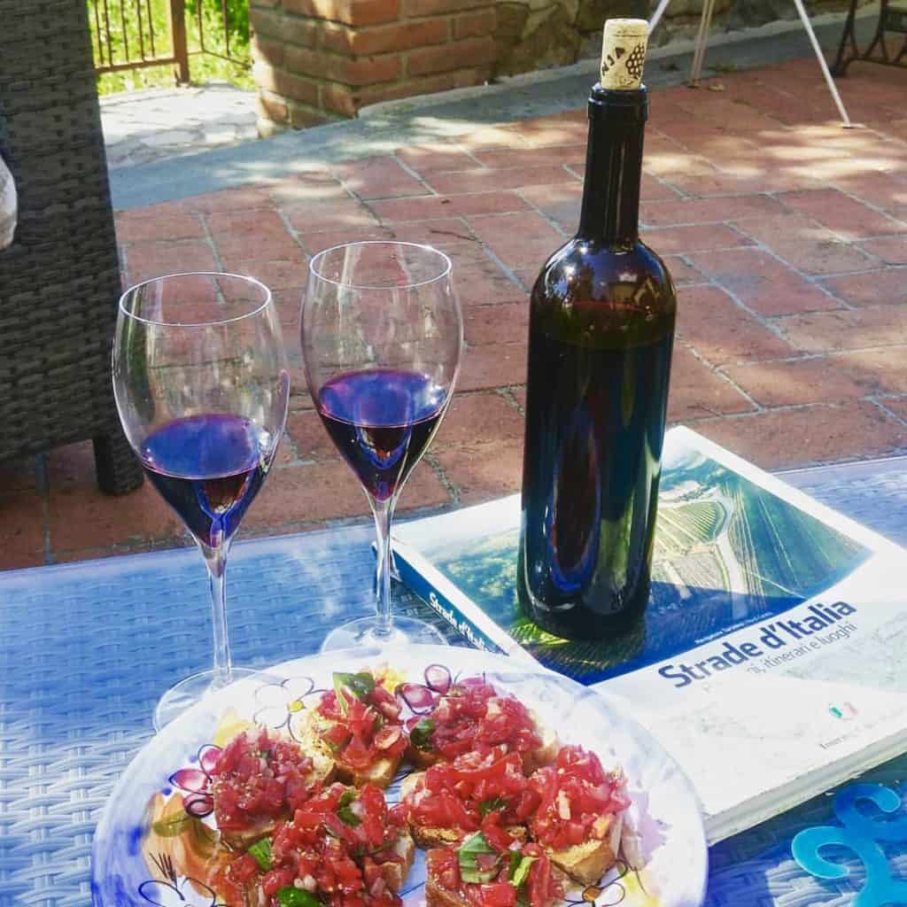 bruschetta and wine in italy