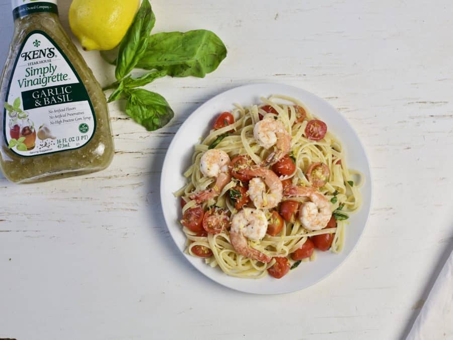 garlic shrimp with lemon basil pasta