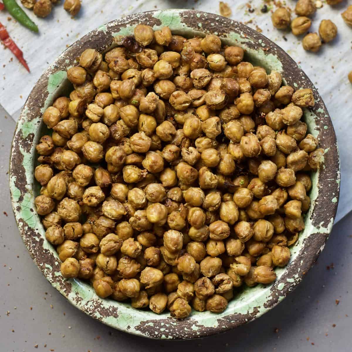 Crispy Chile Lime Roasted Chickpeas | The Domestic Dietitian