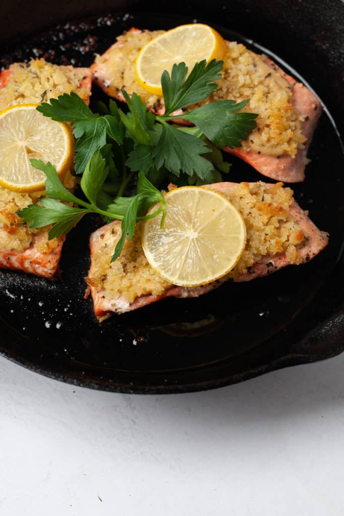 salmon in cast iron skillet