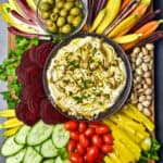 pistachio yogurt dip with fresh vegetable platter