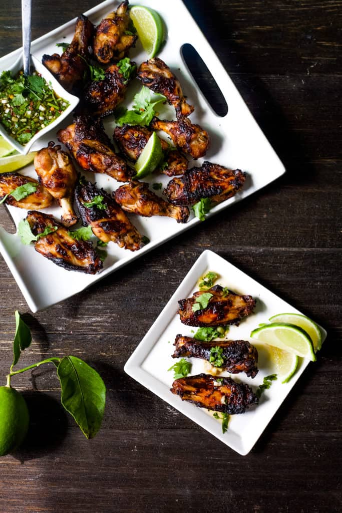 sticky baked chicken wings with asian dipping sauce