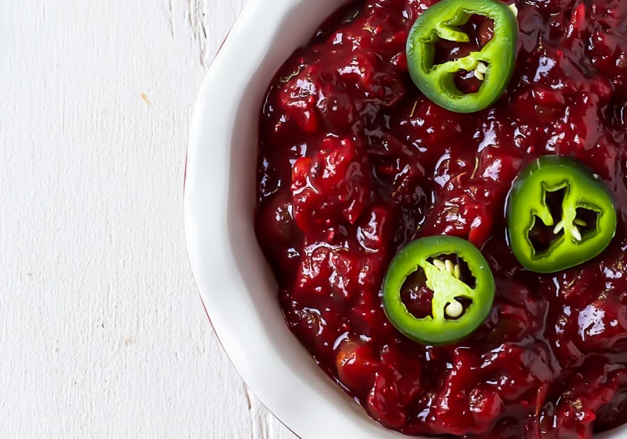 sweet and spicy jalapeño homemade cranberry sauce