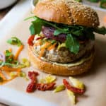 ultimate turkey burger with spicy brussels sprouts coleslaw 4