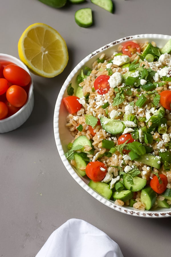 greek farro salad with fresh herbs mediterranean recipe