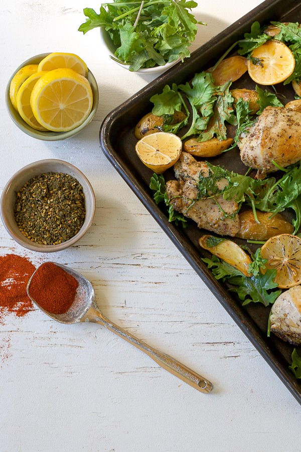 sheet pan chicken za'atar - mediterranean inspired dinner