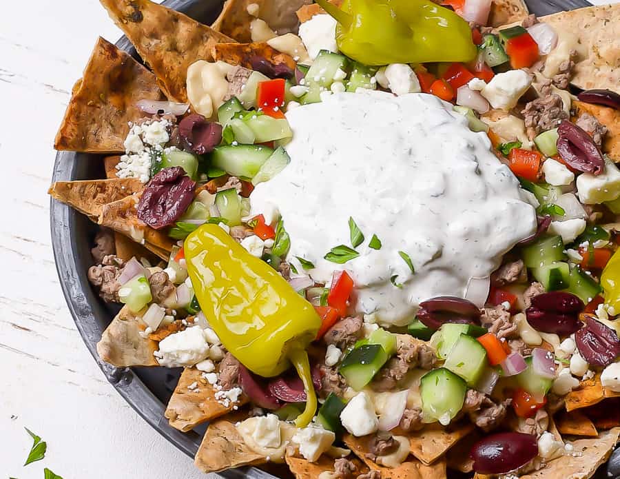 Greek Nachos with Ground Lamb Recipe