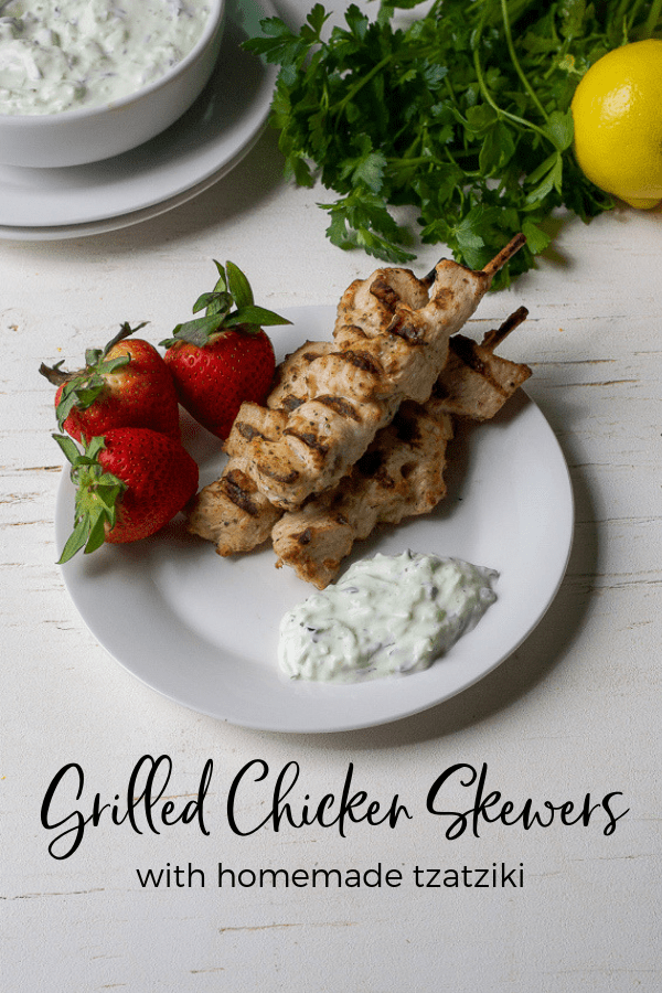 grilled mediterranean chicken skewers with tzatziki dip make the perfect mediterranean diet inspired lunch