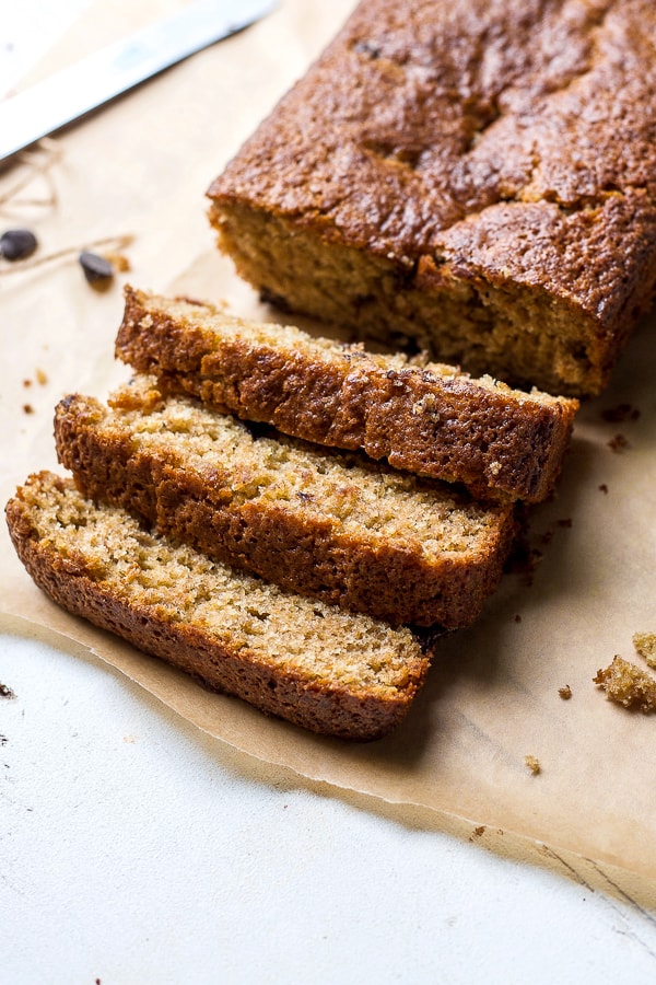 sliced banana bread with chocolate chips