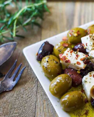 marinated olives and feta cheese