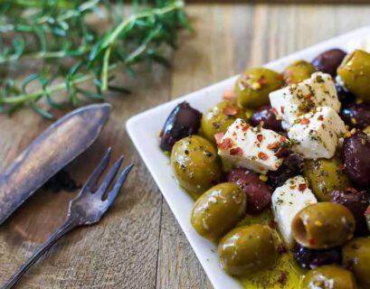 marinated olives and feta cheese