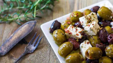 Marinated Olives and Feta Cheese - The Domestic Dietitian