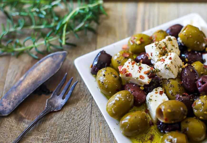 marinated olives and feta cheese