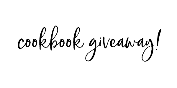 cookbook giveaway! written in cursive