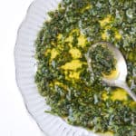 chermoula moroccan herb sauce in bowl with spoon