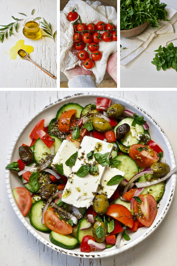 Authentic Greek Salad with Homemade Vinaigrette Recipe - hearty healthy mediterranean diet