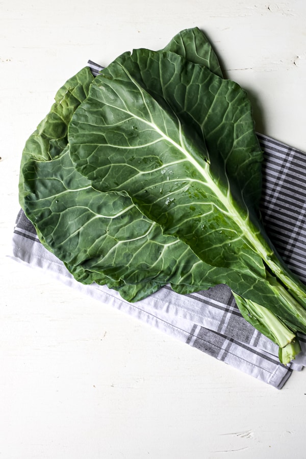 large green collard greens and tips for using them to make wraps