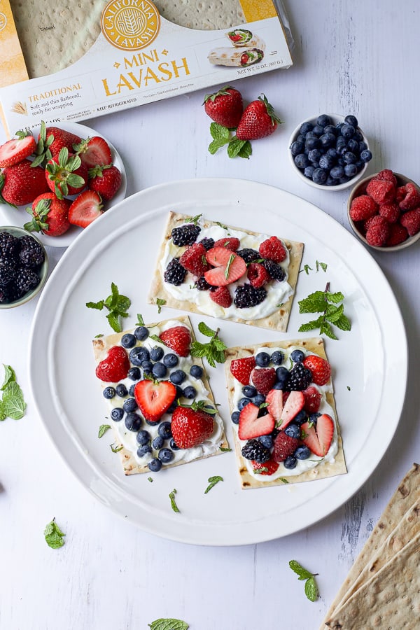 mini lavash fruit pizza with summer berries