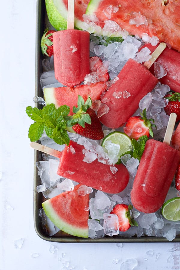 strawberry and watermelon healthy homemade popsicles