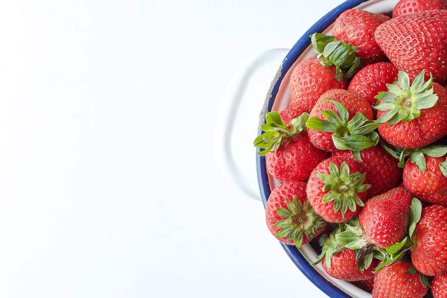 off center bowl of strawberries 