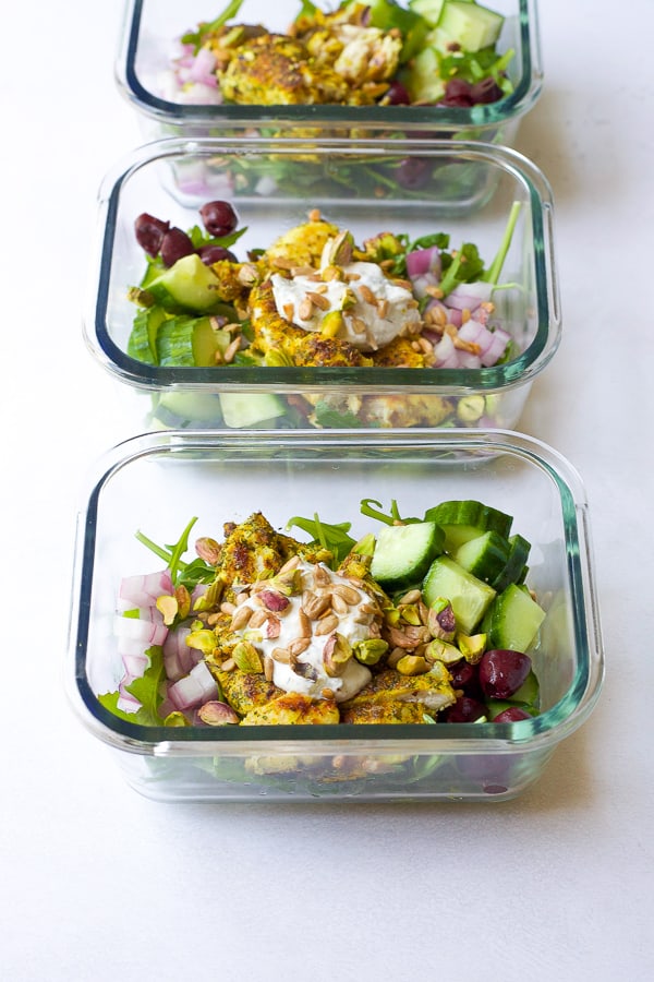 Greek Chicken Bowls - Lunch Meal Prep - The Domestic Dietitian