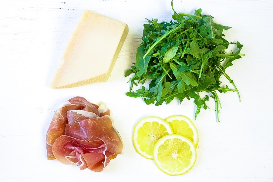 four ingredients for tuscan arugula salad