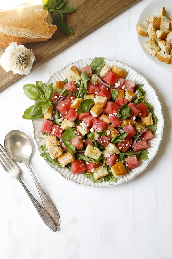 mediterranean diet watermelon panzanella salad recipe