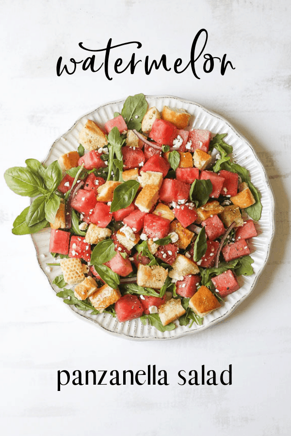 watermelon panzanella salad - mediterranean diet inspired recipe