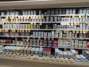 yogurt aisle at grocery store