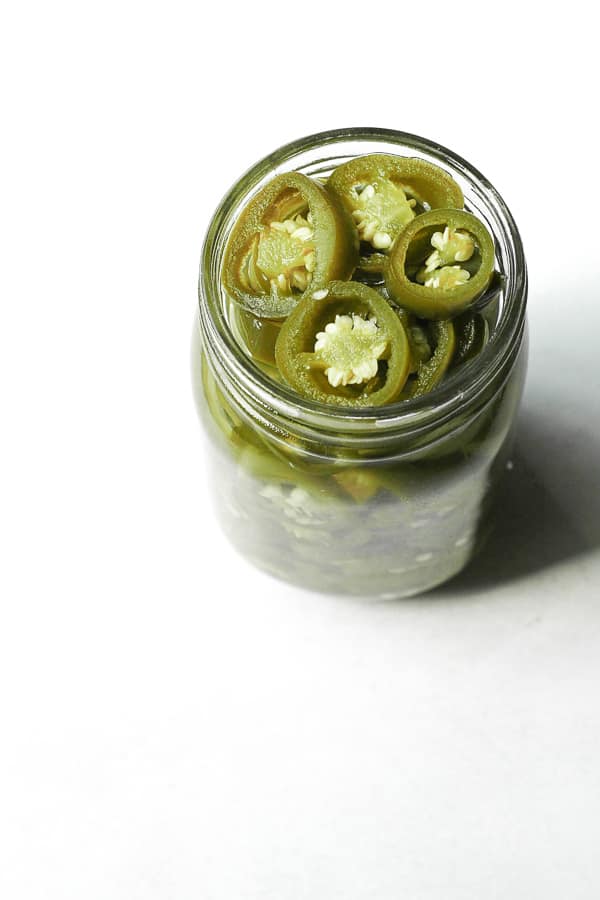 jar of easy pickled jalapeños 