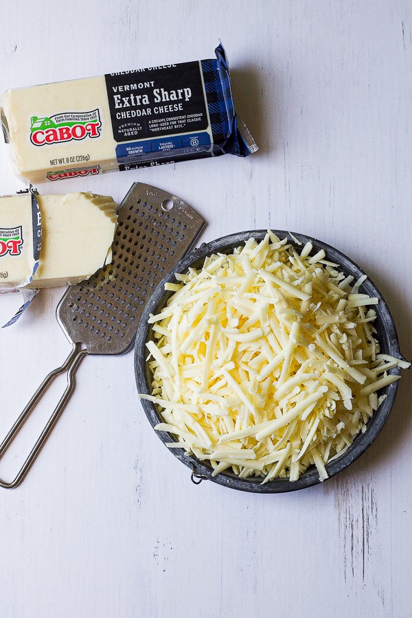 cabot creamery extra sharp cheddar cheese shredded in bowl